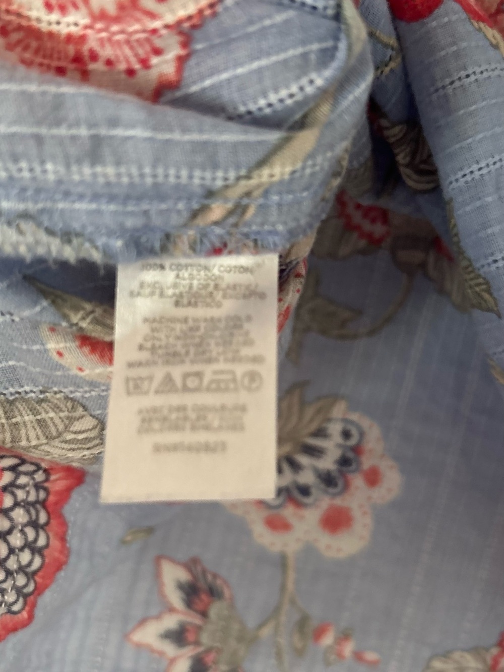 LOFT Blue Floral Henley Blouse - Picture 6 of 12